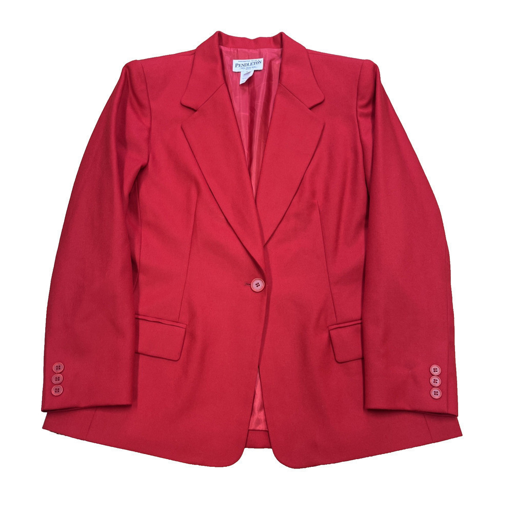 Vintage Pendleton Women’s Size 12P 100% Virgin Wool Red Blazer Career Classic